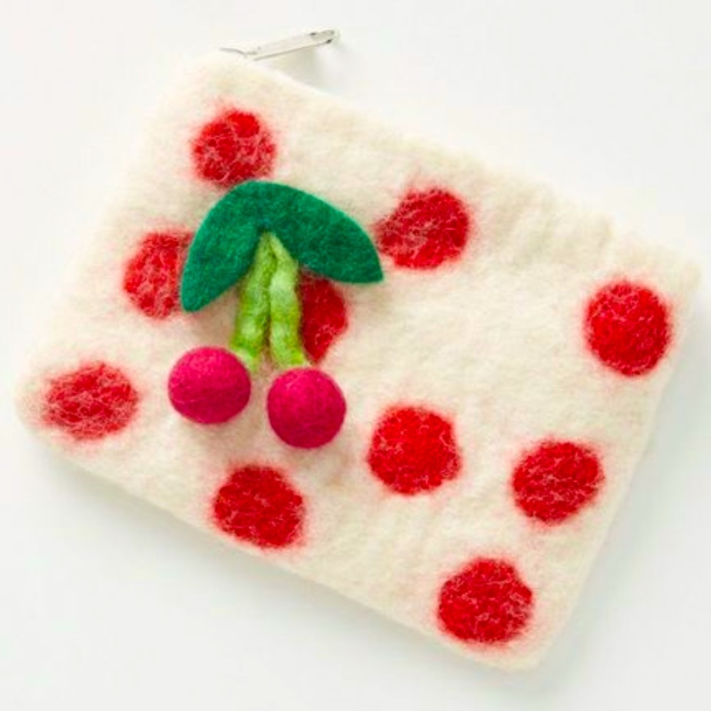 New Anthropology Wool Cherry Play Pouch🍒